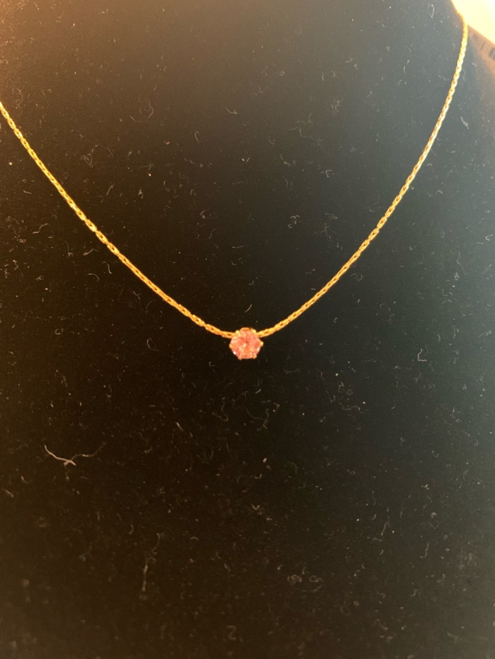 Delicate Gold filled Chain Necklace with Pink CZ Pendant